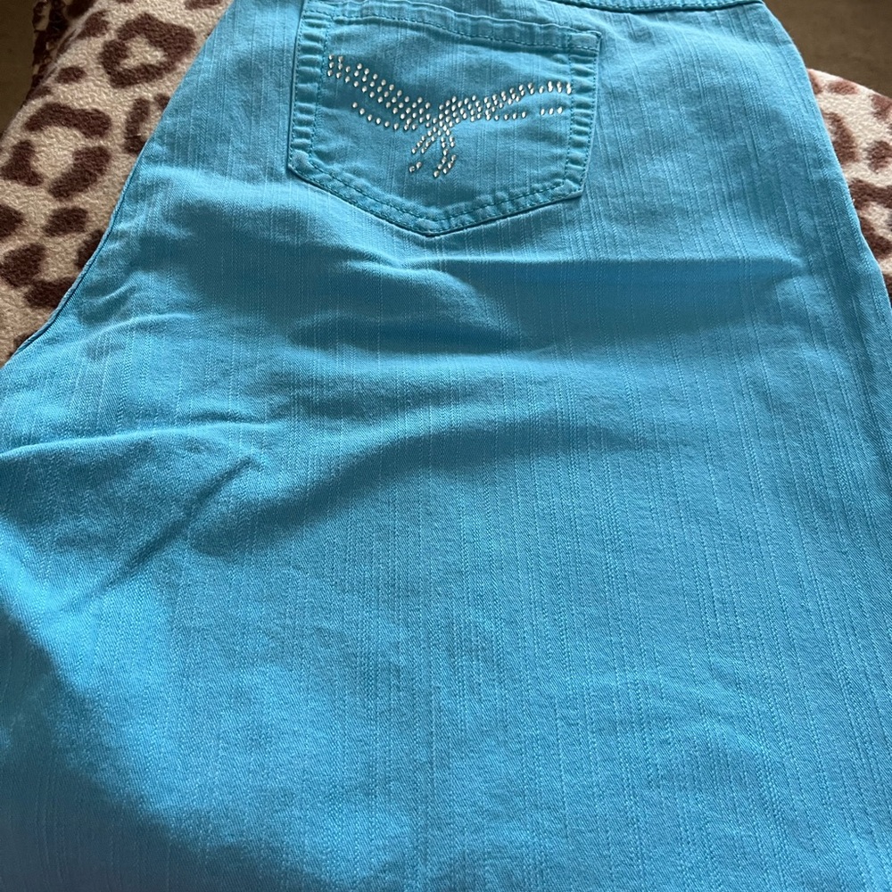 CJ Banks Turquoise Stretch Bermuda Shorts